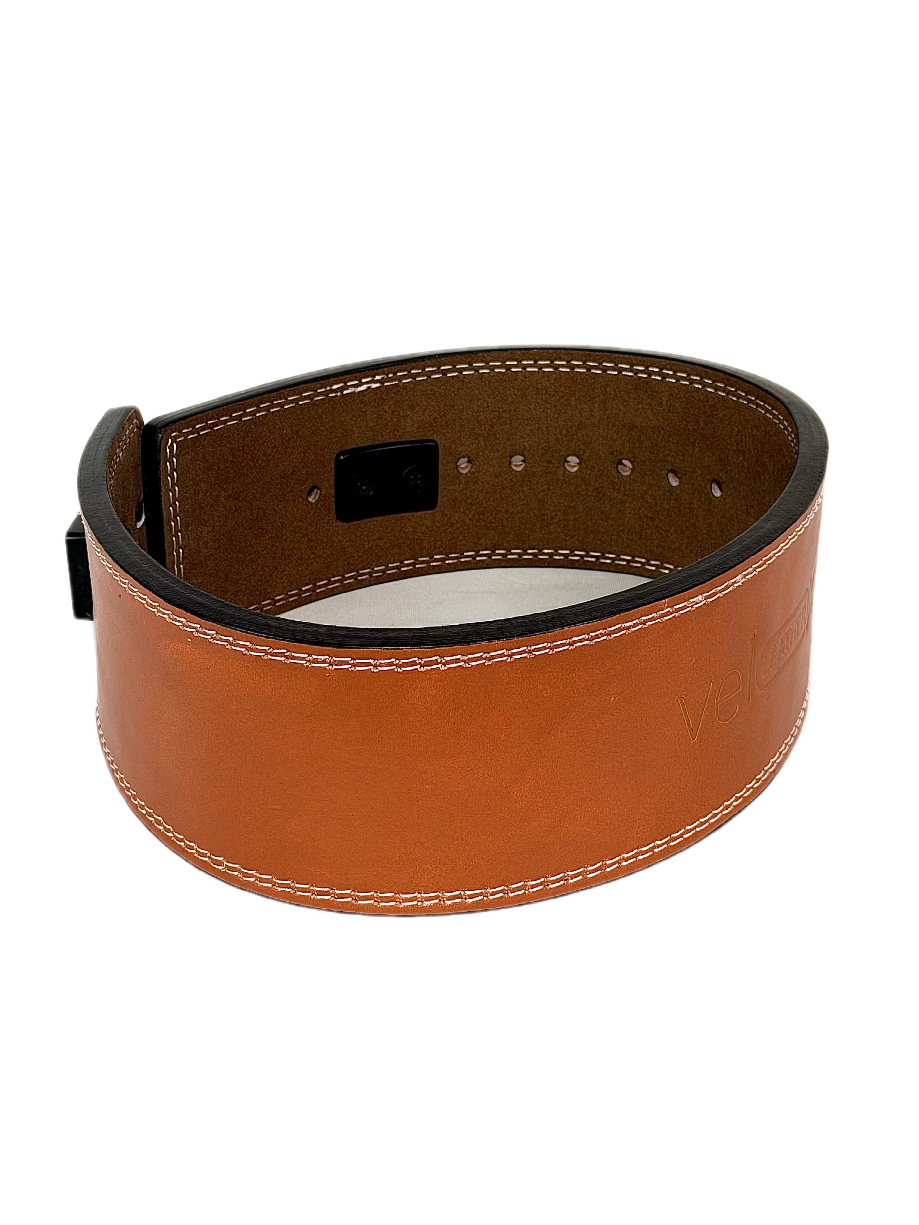 Tan Brown Leather Weightlifting Lever Belt