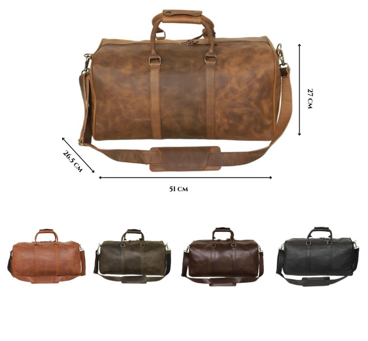 Travel Bag - Handstitched 100% Original Cowhide Leather